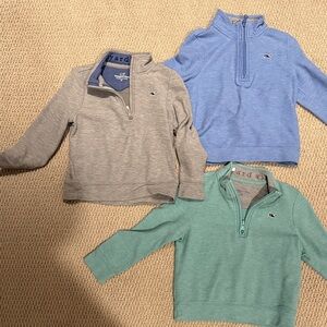 Vineyard Vines Kids' Quarter-Zip Pullover Trio - Blue, Gray, Green